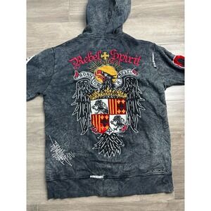 Vintage Y2K Rebel Spirit Jacket Born To Be A Rebel Grunge M Acid Wash Distressed